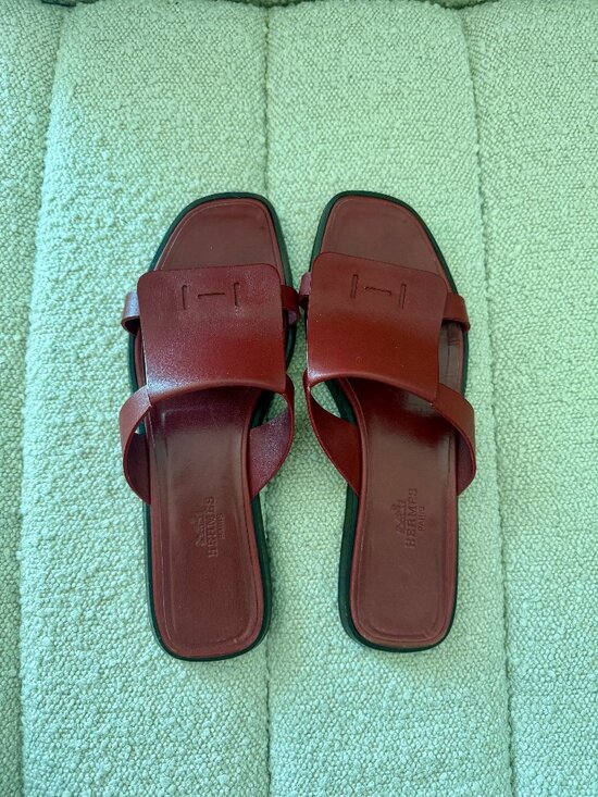 Rare Hermes Leather Slide Flat Sandals - Picture 4 of 5